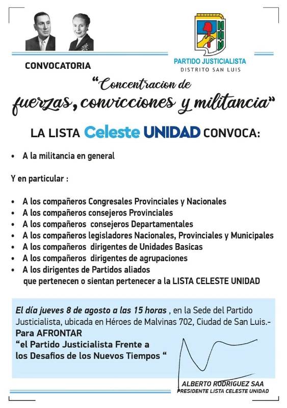 Una cosa es La lista Celeste Unidad y otra el Partido Justicialista.