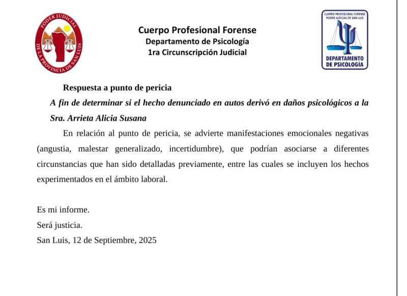 Caso Arrieta-Verges: Análisis del Informe Pericial Psicológico – Cuerpo Profesional Forense (San Luis)