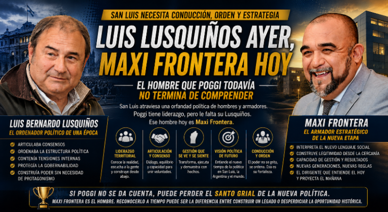 Luis Lusquiños ayer, Maxi Frontera hoy: el hombre político que Poggi todavía no termina de comprender