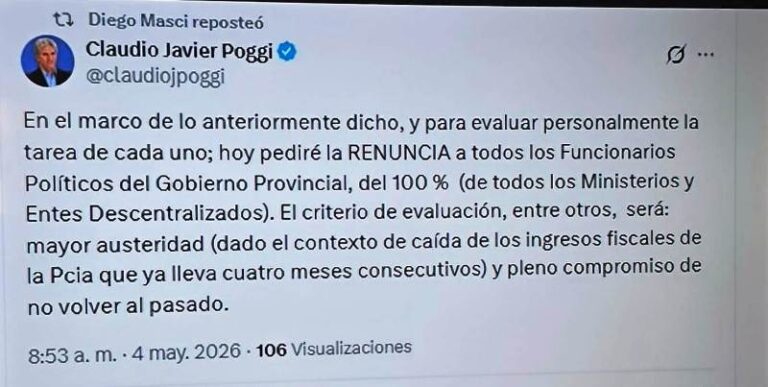 Escándalo interno: Poggi patea el tablero de los aprietes, la guita y la traición