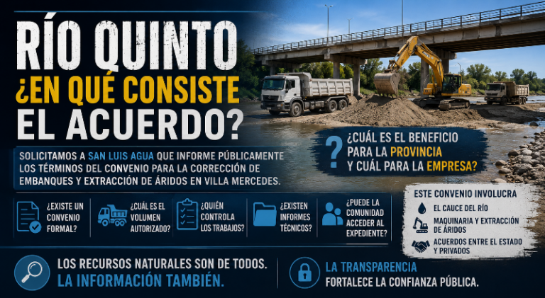 Río Quinto: los mercedinos merecen conocer los términos de un acuerdo ¿San Luis Agua – HORPAS?