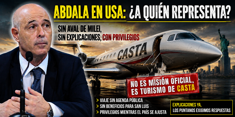 Abdala se fue a Estados Unidos sin aval político: turismo VIP mientras San Luis espera respuestas